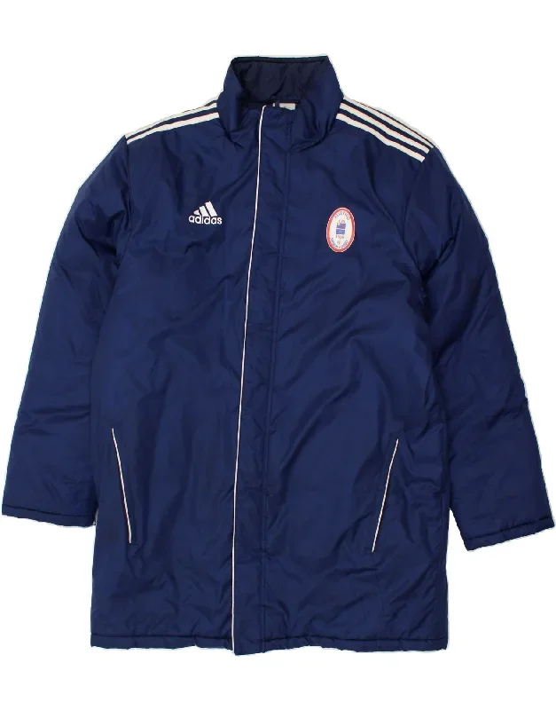 ADIDAS Mens Windbreaker Coat Size 42/44 Large Navy Blue Polyester