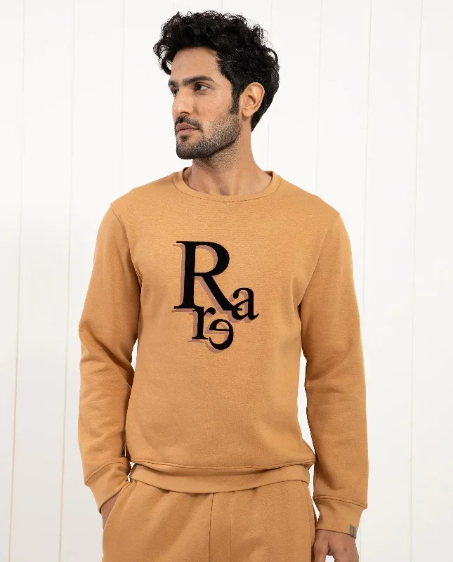 Rare Rabbit Mens Argyll Mustard Cotton Polyester Fabric Full Sleeves Graphic Print Knitted Sweatshirt