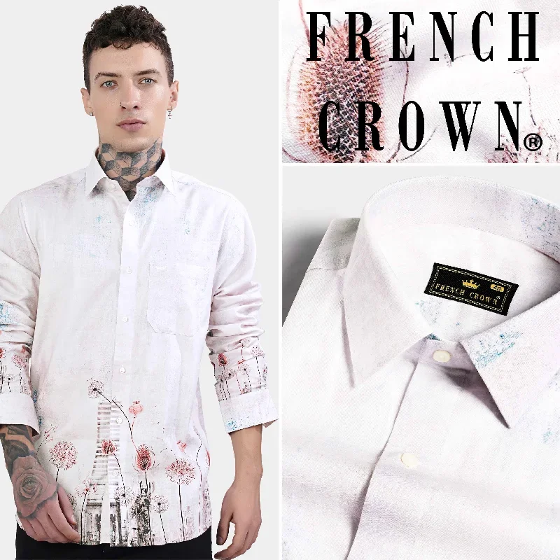 Bon Jour Gray Floral Printed Subtle Sheen Super Soft Premium Cotton Shirt