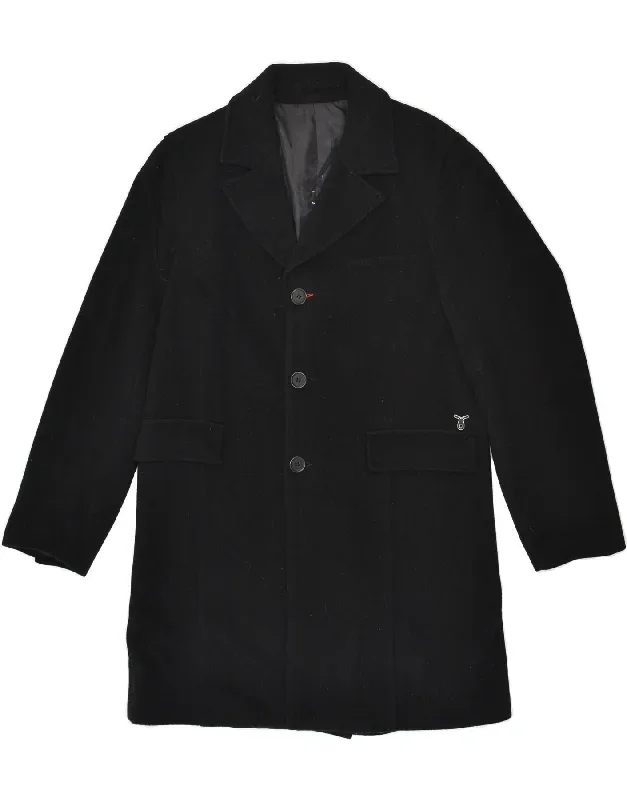 CALVIN KLEIN Mens Chesterfield Coat UK 40 Large Black Wool