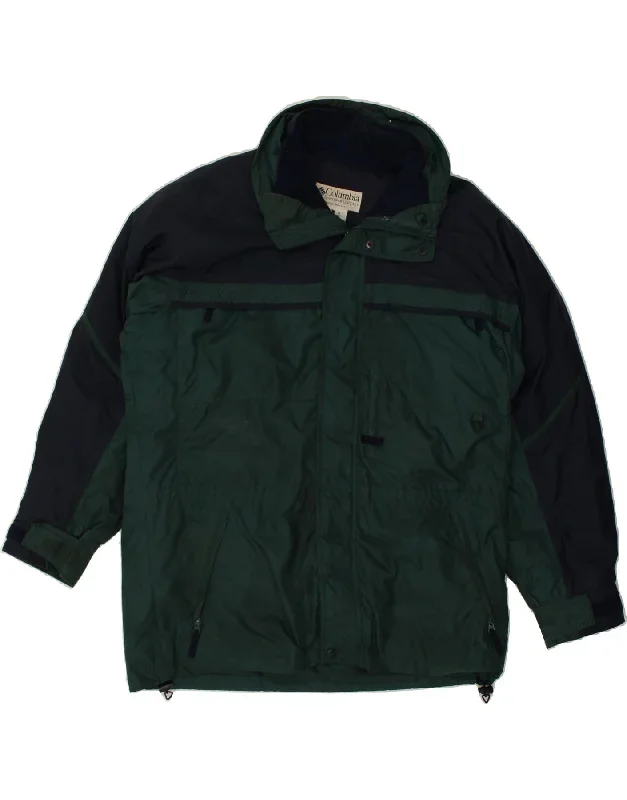 COLUMBIA Mens Windbreaker Coat UK 40 Large Green Colourblock Polyester