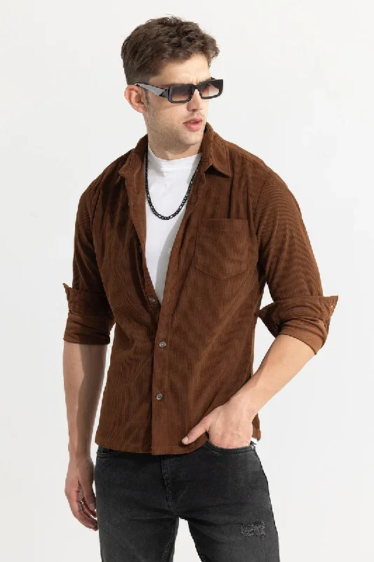 Cord Line Dark Brown Corduroy Shirt