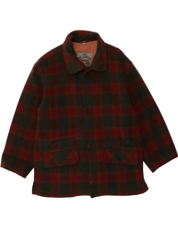 FACIBA Mens Overcoat IT 50 Large Red Check Wool