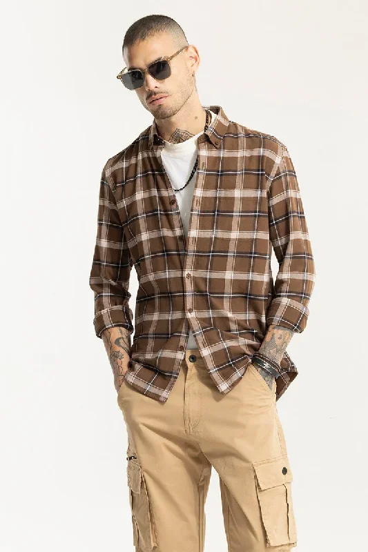 Fogey Mocha Brown Checks Shirt