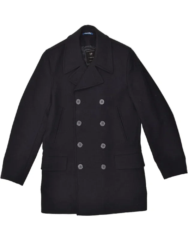 FRADI Mens Double Breasted Coat IT 48 Medium Navy Blue Wool