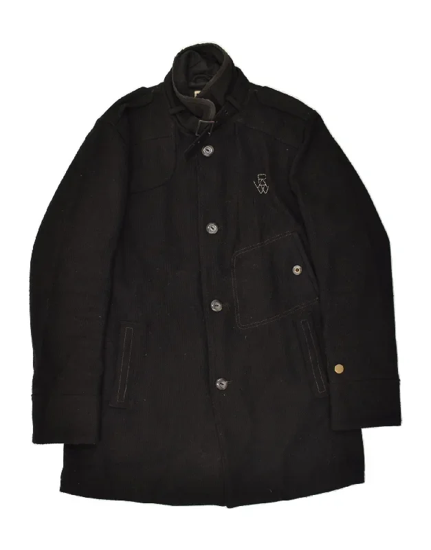 G STAR Mens Overcoat UK 42 XL Black Wool