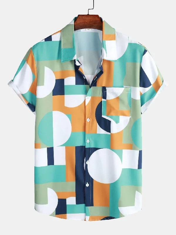 Geometry Print Button Up Shirt