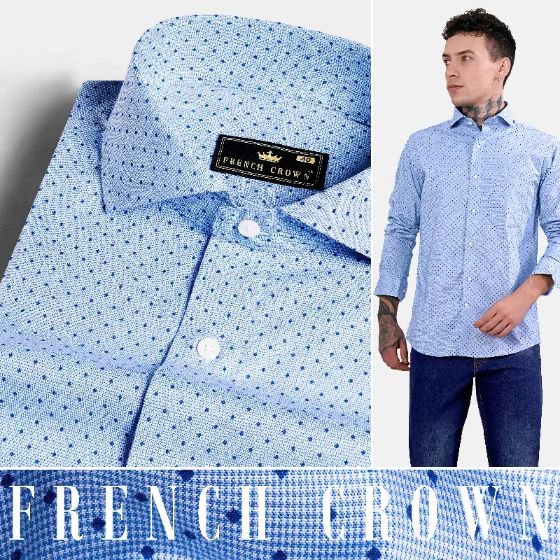 Glacier Blue and Smalt Blue Houndstooth Shirt