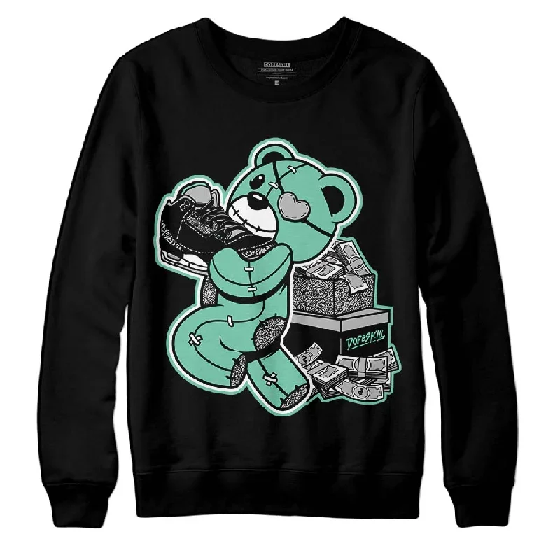 Green Glow 3s DopeSkill Sweatshirt Bear Steals Sneaker Graphic