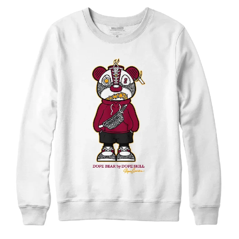 AJ 3 Cardinal Red DopeSkill Sweatshirt Sneaker Bear  Graphic