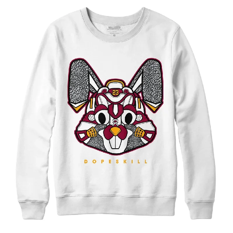 AJ 3 Cardinal Red DopeSkill Sweatshirt Sneaker Rabbit Graphic