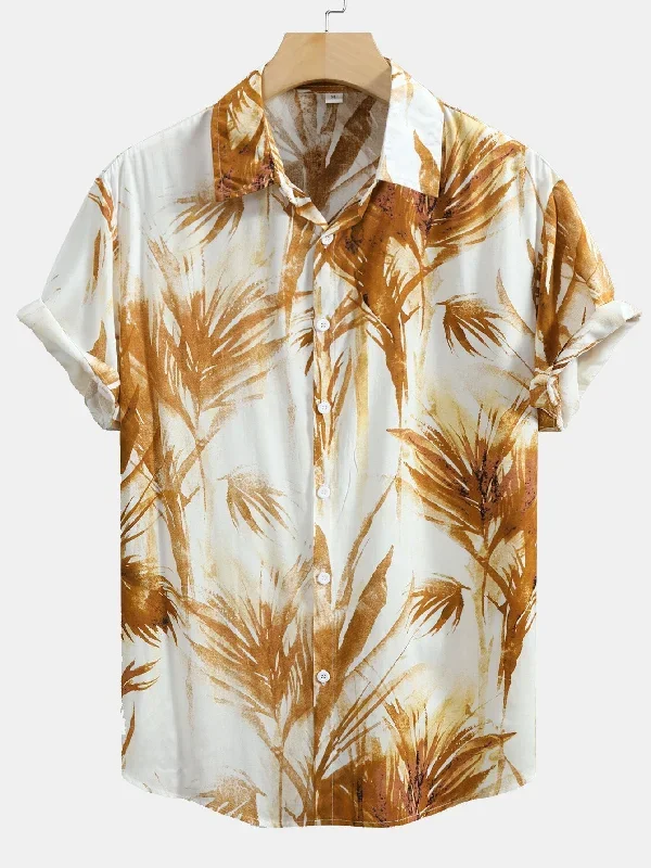 Leaf Print Button Up Shirt