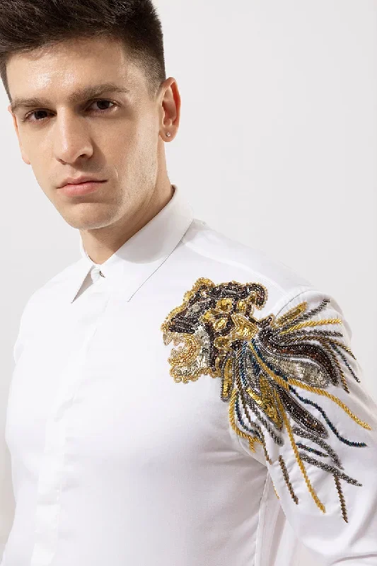 Leon White Embroidery Shirt