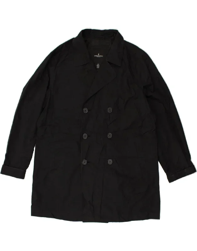 LONDON FOG Mens Double Breasted Coat UK 40 Large Black