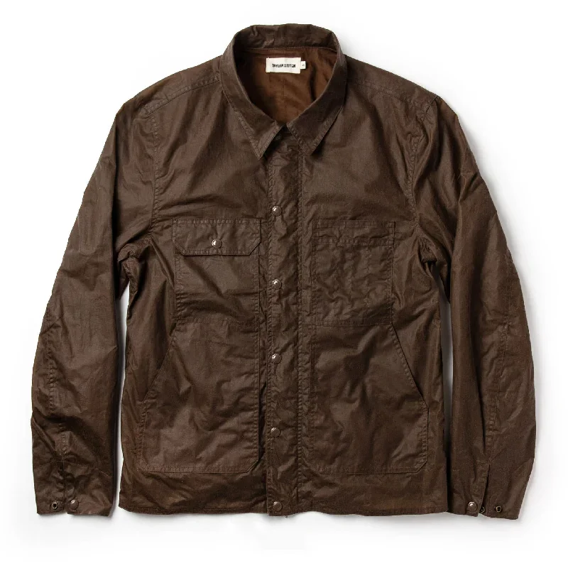 The Longshore Jacket in Dark Oak Waxed Canvas