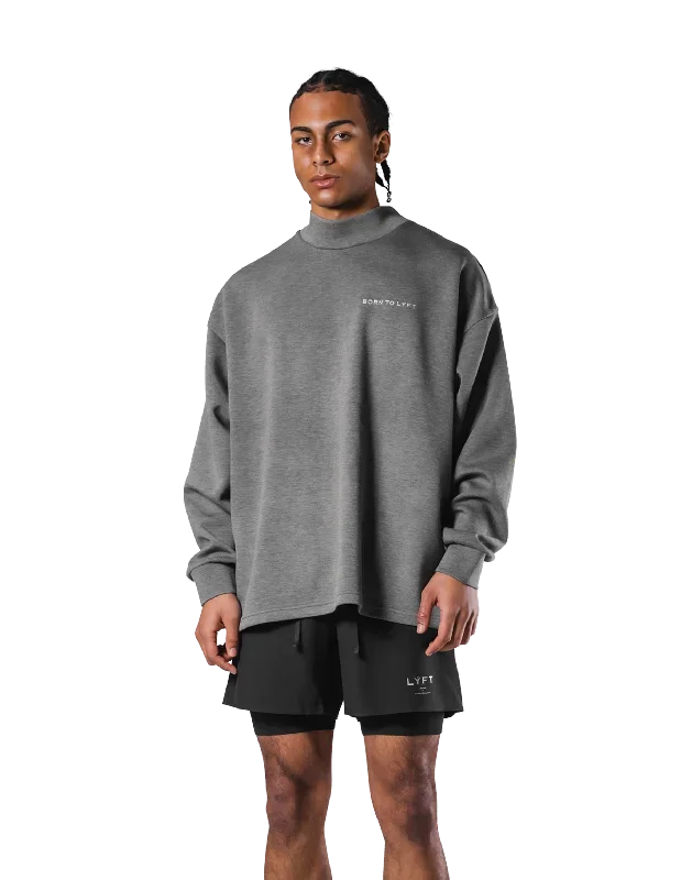 Oversize Mock Neck Pullover - D.Grey