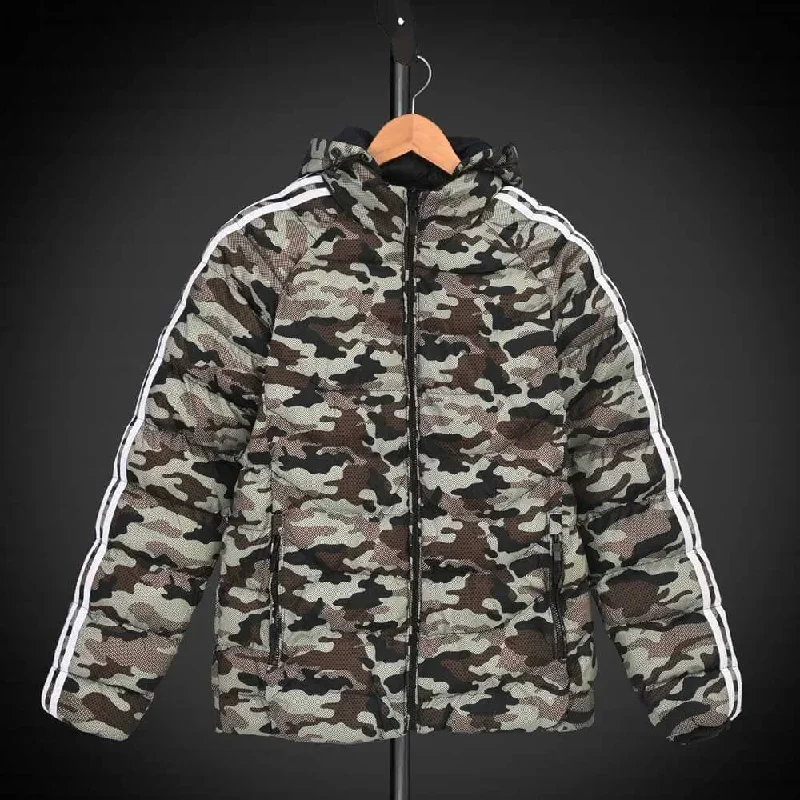 Men's Camo Style Long Sleeve Hooded Zipper Jacket