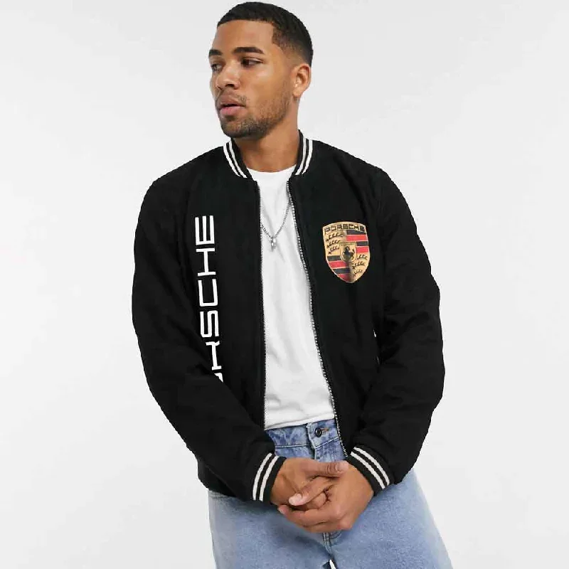 Men's Cut Label Porsche Printed Bomber Jacket