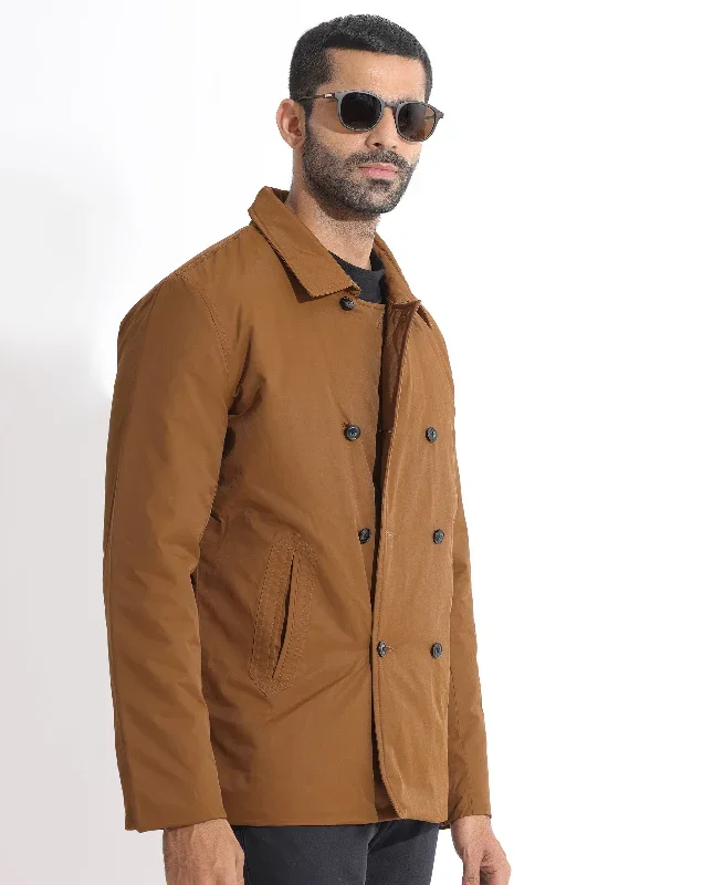 Rare Rabbit Men's Merjon Tan Broad Collar Overlap Jacket