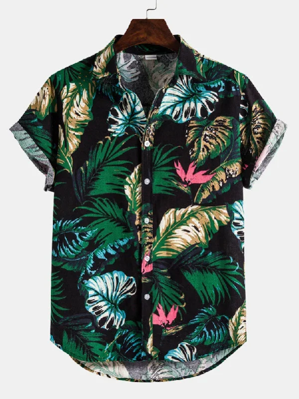 Palm Trees Print Cotton Shirts