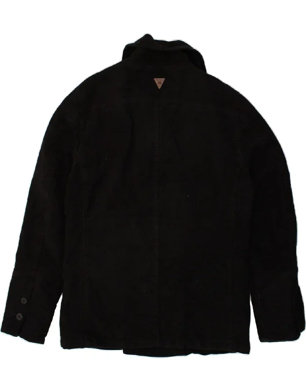 pepe-jeans-mens-pea-coat-uk-16-large-black-cotton