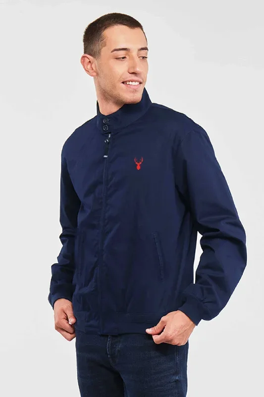 Polo Republica Men's Deer Embroidered Twill Zipper Jacket