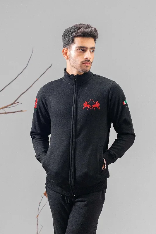 Polo Republica Men's Twin Pony & Italy Embroidered Fleece Zipper Jacket