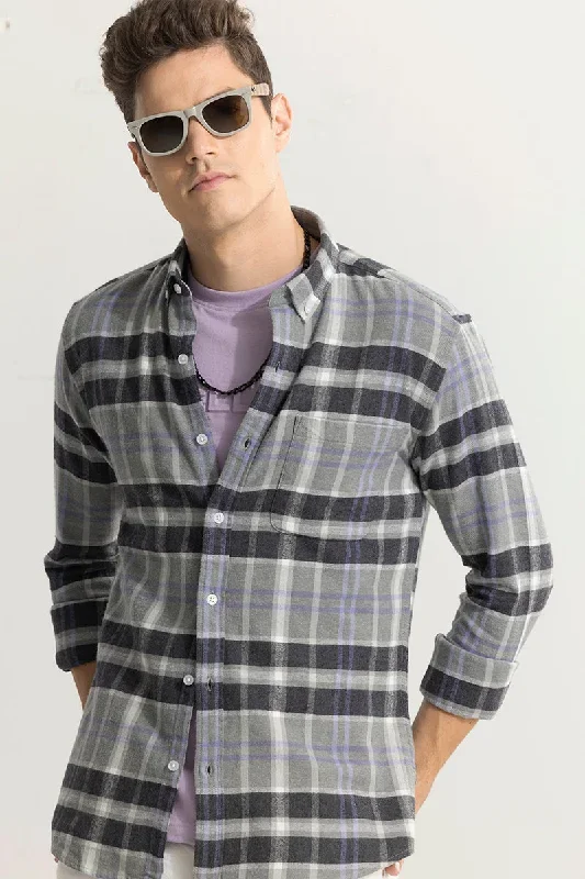 Quadric Charcoal Grey Flannel Check Shirt