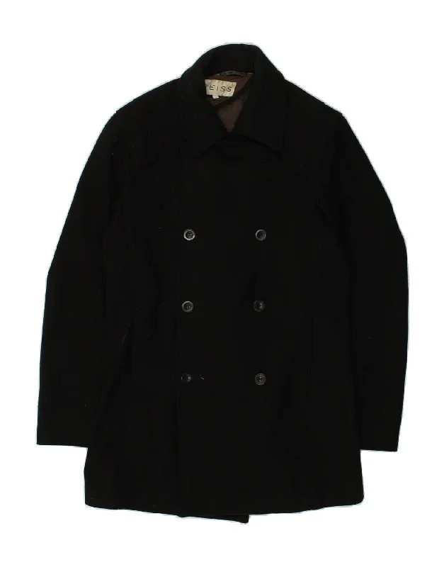 REISS Mens Double Breasted Coat UK 36 Small Black Wool