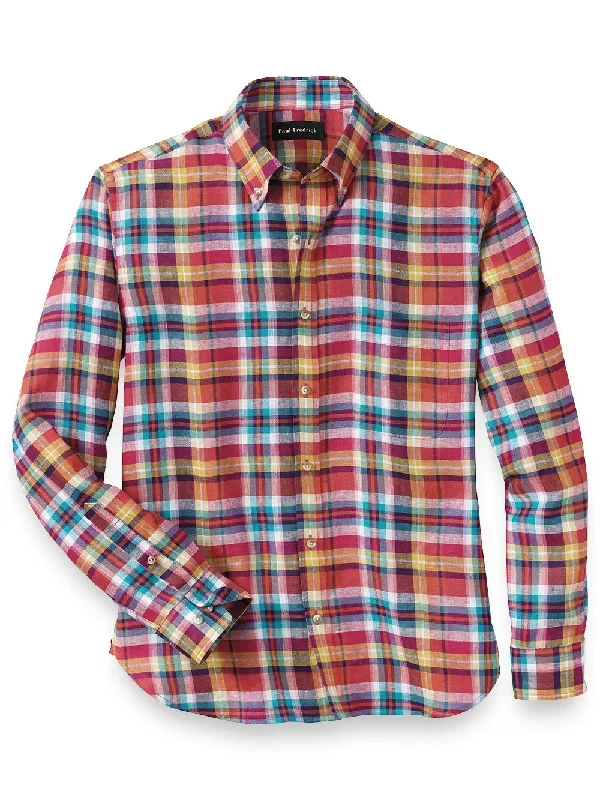 Linen Plaid Casual Shirt