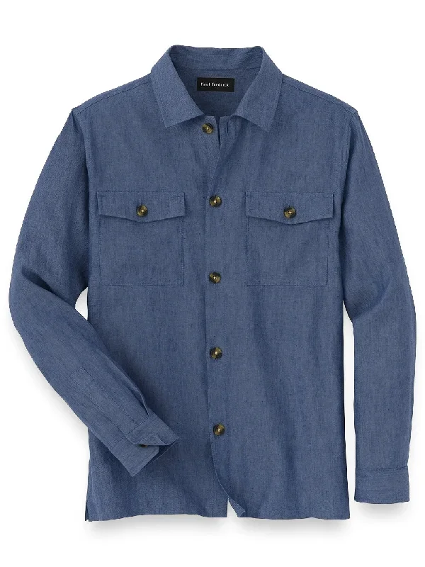 Linen Blend Solid Overshirt