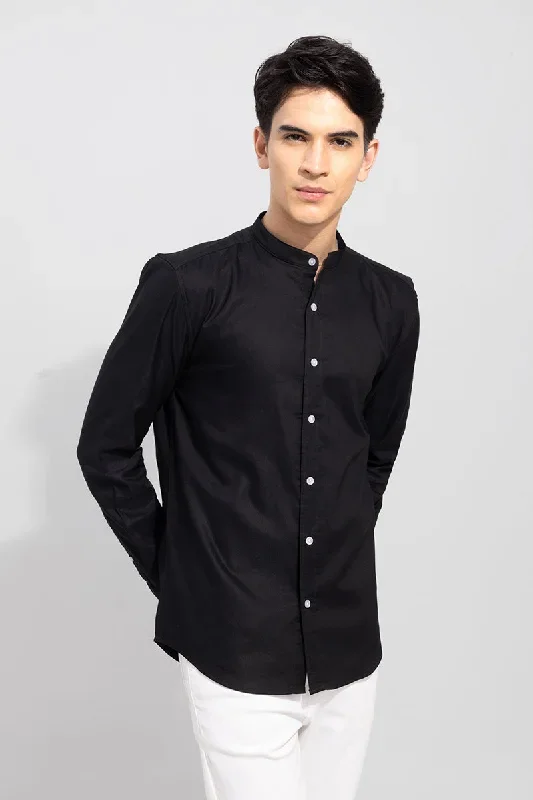 Standup Collar Black Shirt