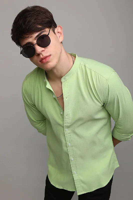 Standup Collar Green Shirt