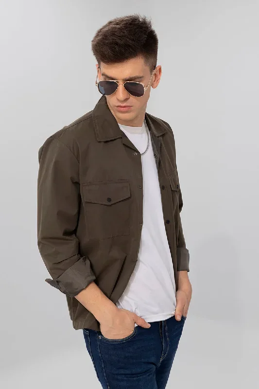 Suede Like Brown Overshirt