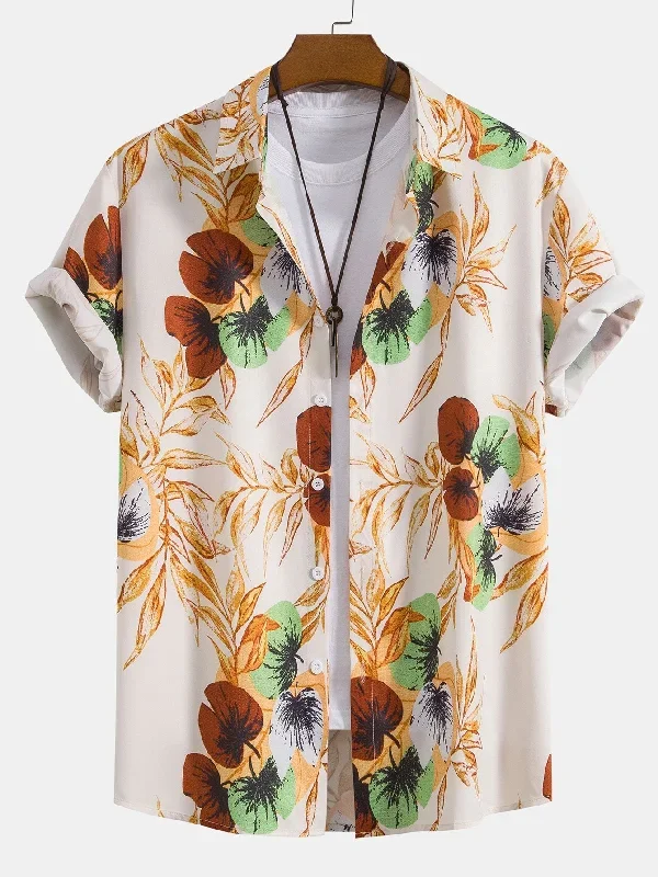 Tropical Print Button Up Shirt