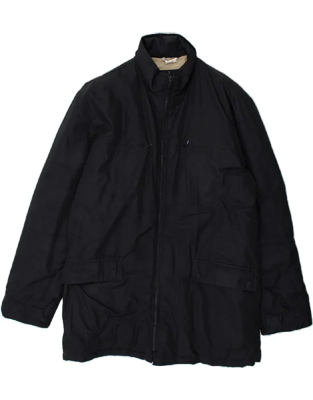 TRUSSARDI Mens Padded Coat IT 54 2XL Navy Blue Polyester