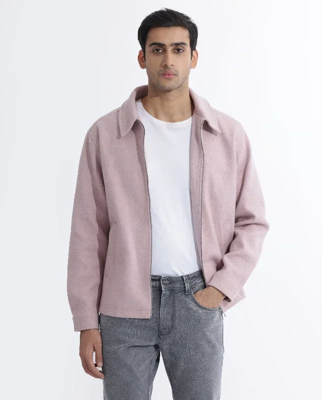 Rare Rabbit Men's Tweeder Pastel Purple Textured Broad Collar Jacket