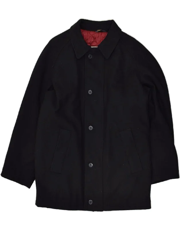 VINTAGE Mens Overcoat IT 50 Large Black Polyester