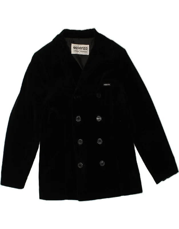 VINTAGE Mens Pea Coat IT 44 XS Black Cotton